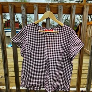 Pyne and Smith plum check lined shirt